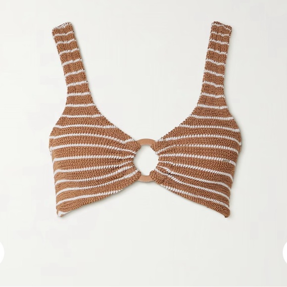 Hunza G Other - Hunza G Nadine striped metallic seersucker bikini one size in brown top